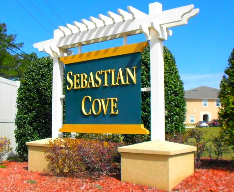 Sebastian Cove neighborhood entrance and amenities in St. Augustine